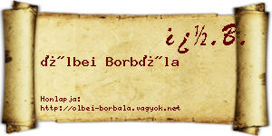 Ölbei Borbála névjegykártya